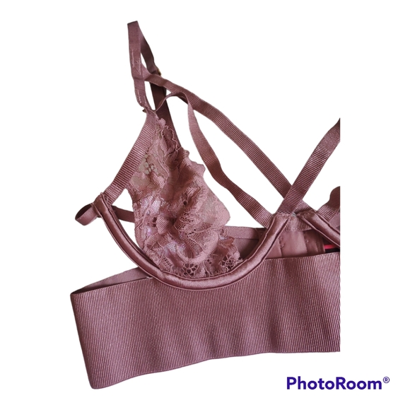 LA SENZA Mauve Dusty Pink Strapy Unlined Lace Bra Bralette - Size XXS, 3… - Picture 4 of 5